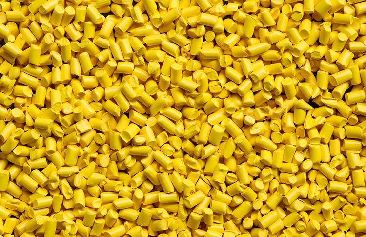 黄色颜料母粒实拍图