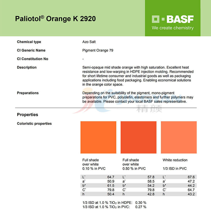 巴斯夫葩丽特K2920技术数据表