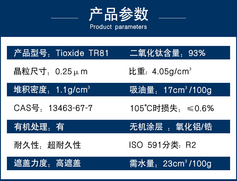 亨斯迈钛白粉TIOXIDE TR81参数