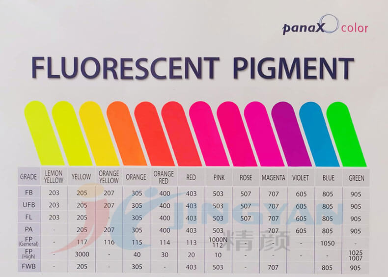 旭成荧光颜料色卡展示