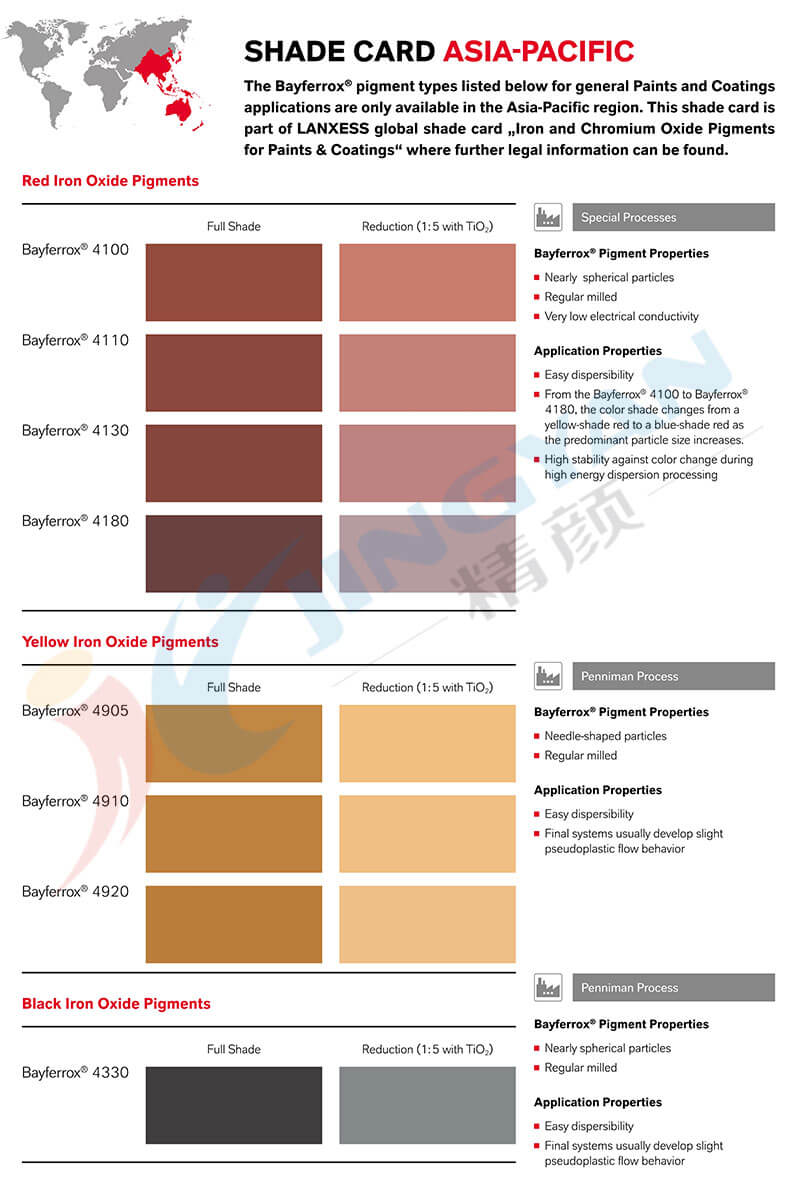 拜耳乐4100氧化铁红颜料色卡