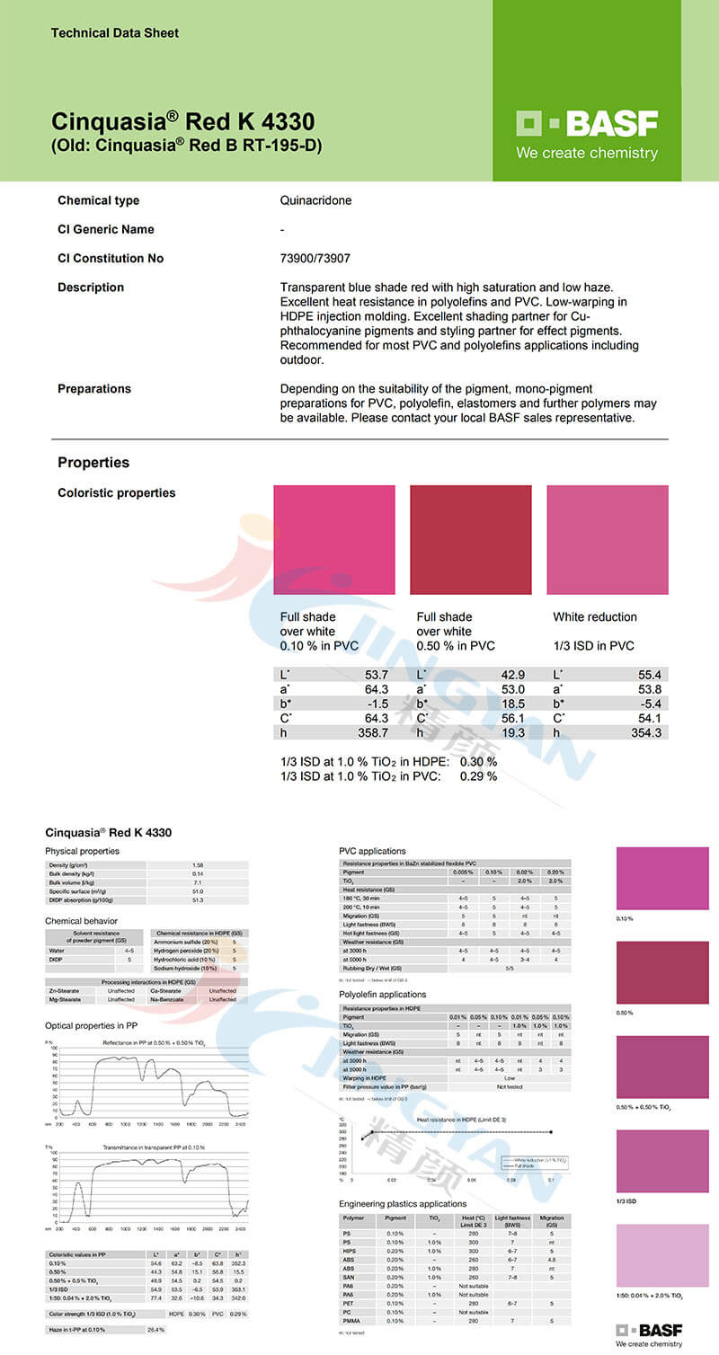 巴斯夫有机颜料红K4330/B RT-195-D