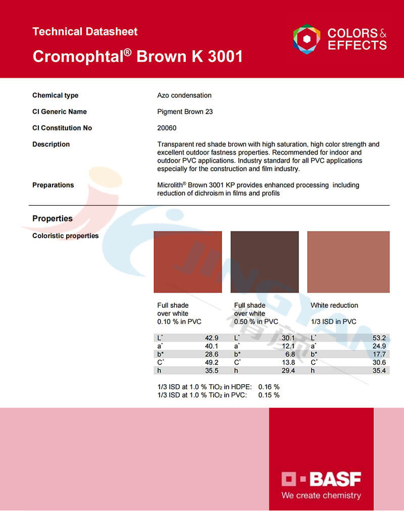 巴斯夫K3001颜料棕TDS报告