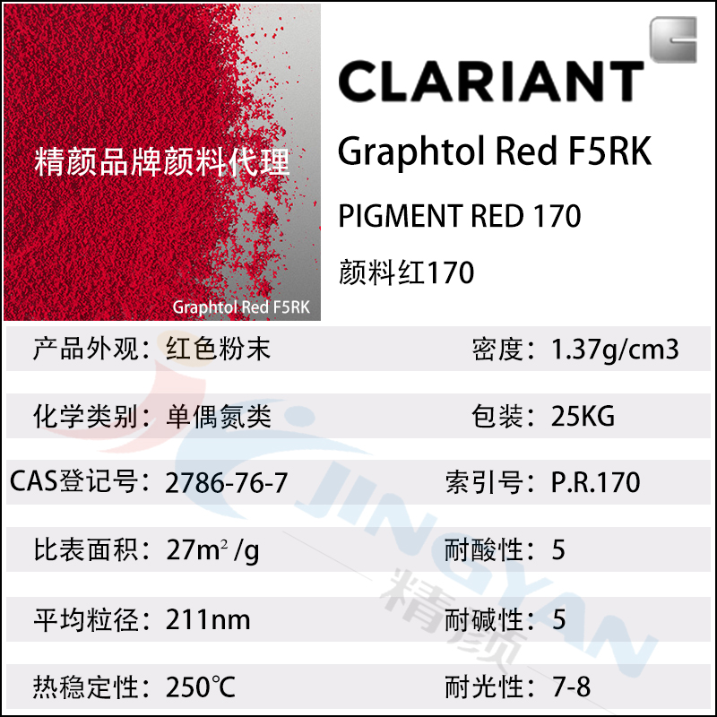 科莱恩高透明颜料红Graphtol Red F5RK高透明有机颜料(颜料红170)