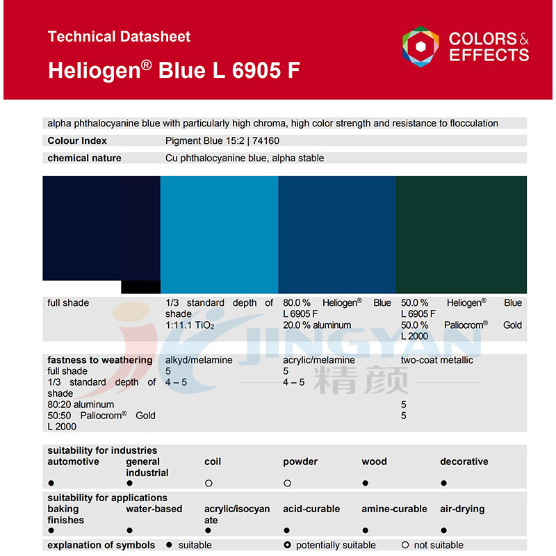 巴斯夫BASF Heliogen Blue L6905F通用钛菁蓝有机颜料(颜料蓝15:2)