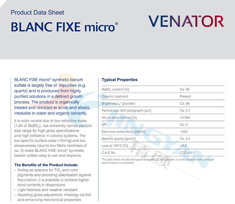莎哈利本Micro超细硫酸钡产品数据表