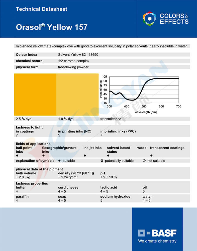 巴斯夫157黄金属络合染料技术说明书