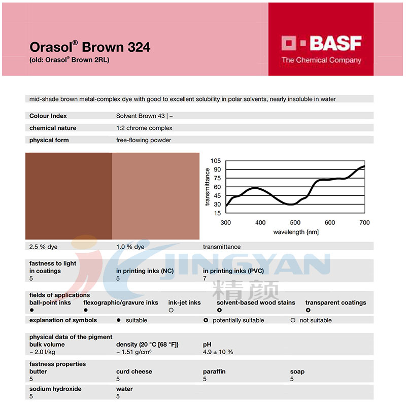 巴斯夫奥丽素Orasol 324/2RL耐高温金属络合染料溶剂棕43