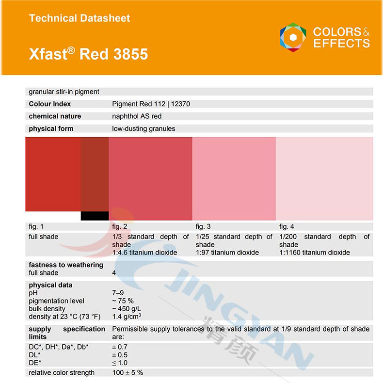 巴斯夫3855红水溶性颜料TDS技术数据报告