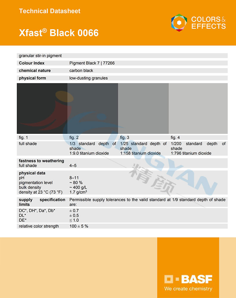 巴斯夫0066水溶性炭黑TDS技术数据报告